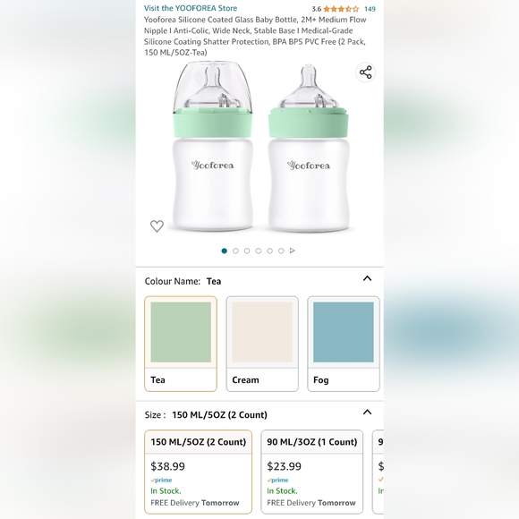 BNIB 4 glass baby bottles, silicone coated - Picture 3 of 7